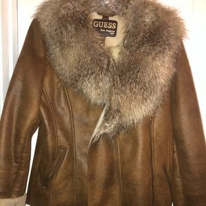 GUESS Jacket/Coat w/Fur Around the Neck